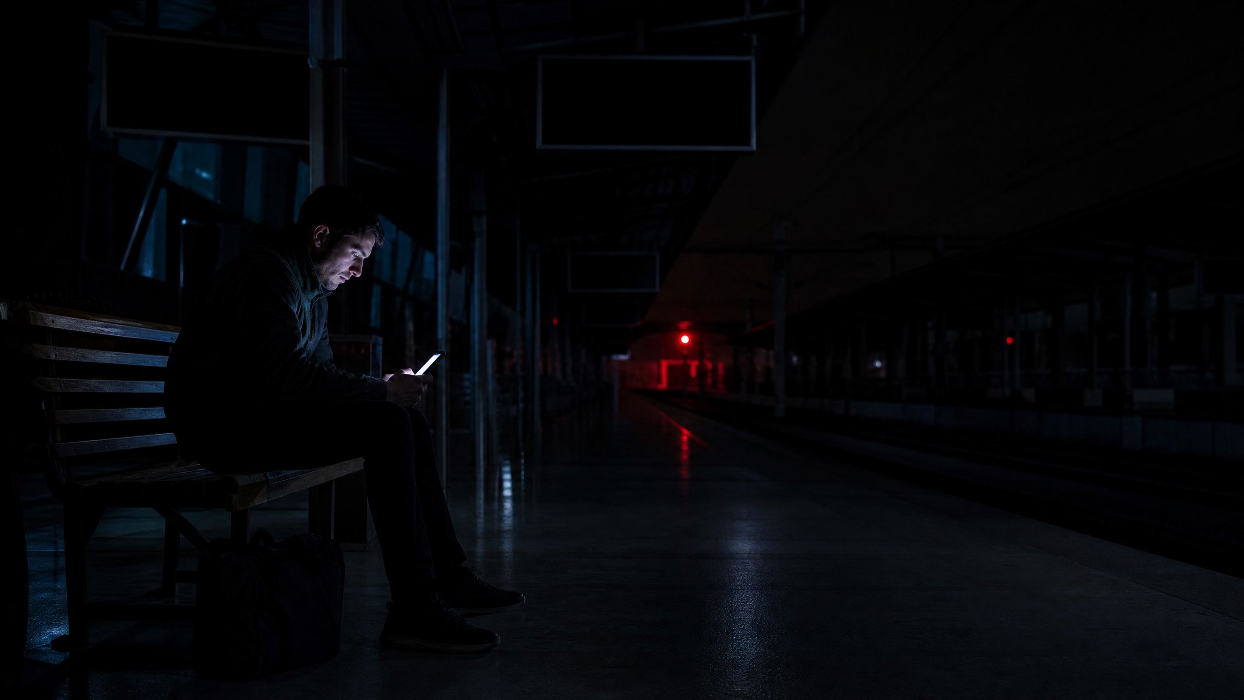 Reisender am Bahnhof