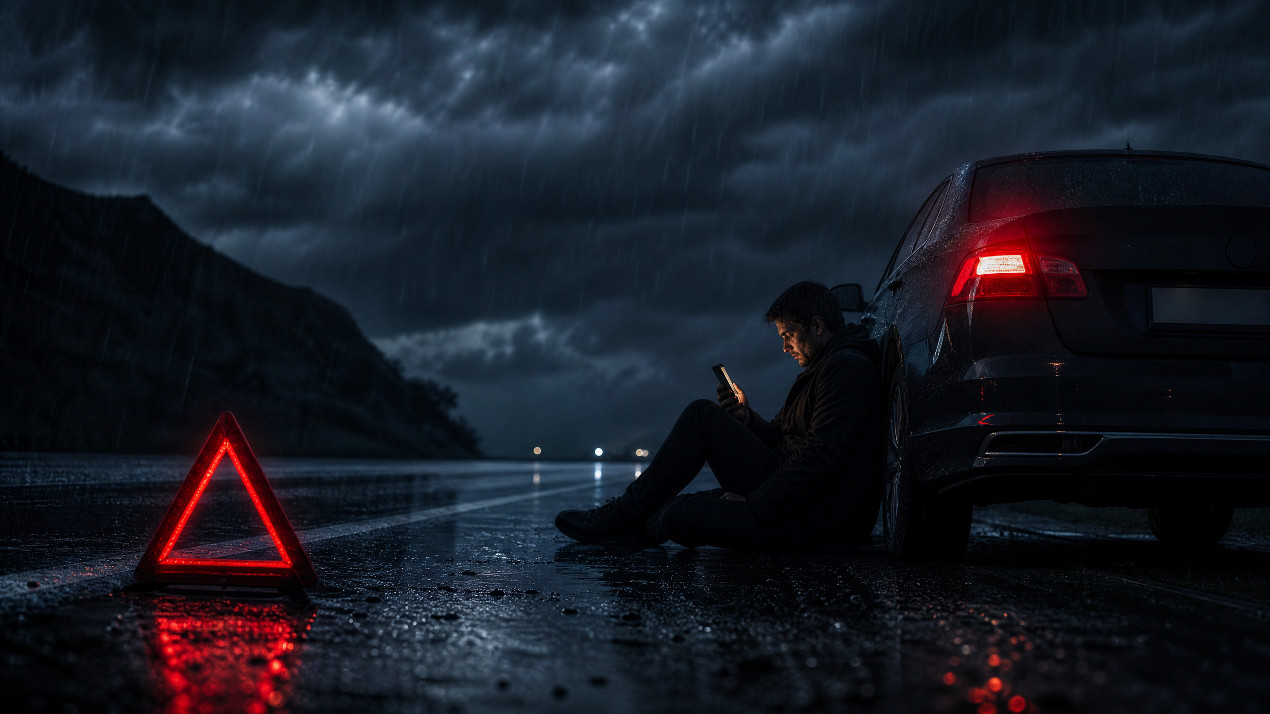 Autopanne bei Nacht